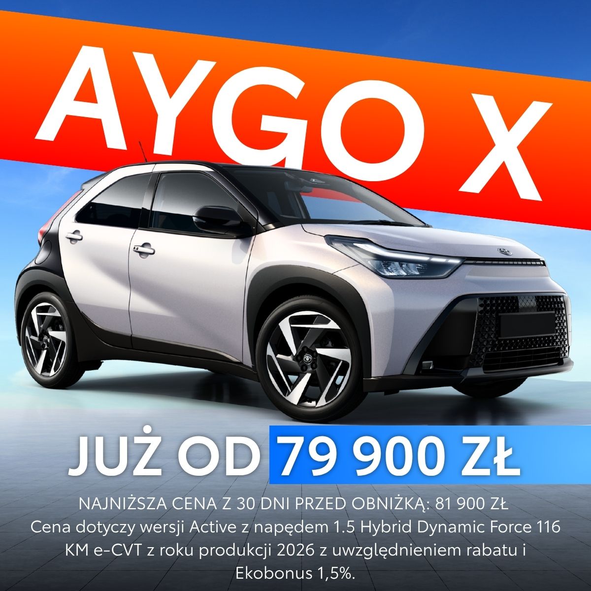Toyota Aygo X Hybrid — grafika Wyprzedaży Rocznika 2026, Toyota Częstochowa